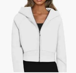 เสื้อฮู้ดซิปผู้หญิงแฟชั่นฤดูหนาว 2025 ขายส่ง OEM ผลิตตามสั่ง ทรงเข้ารูป ผ้าฝ้ายแคนวาส 100% ผ้าฟลีซ ซิปเต็มตัว เป็นมิตรกับสิ่งแวดล้อม ด้านหน้า - Product Image 4