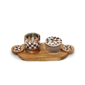 Brûleur d'encens indien en bois Bakhoor Mubkhara, aromatique, écologique, en bois de manguier naturel, mosaïque - Product Image 4