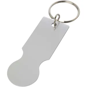 Porte-clés léger en acier inoxydable Rhea avec jeton pour chariot de courses - Design élégant et stylé - Product Image 1