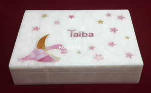 Caja de joyería de nácar con incrustaciones de mármol blanco puro hecha a mano de lujo, forma rectangular con acabado fino para regalo de decoración del hogar - Product Image 2