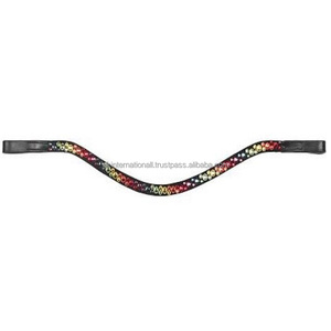 Bandes de cuir d'équitation en cuir multicolore, noir ou marron, grain supérieur, avec Hotfix, qualité supérieure - Product Image 6