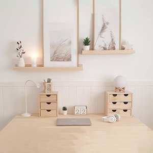 WELL HOME Organizzatore da scrivania e cassettiera in legno di pino Miniblock con 6 cassetti 35x14x32cm - Product Image 3