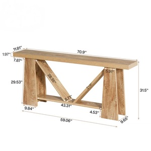 Table console en bois style farmhouse à 2 niveaux - Product Image 4