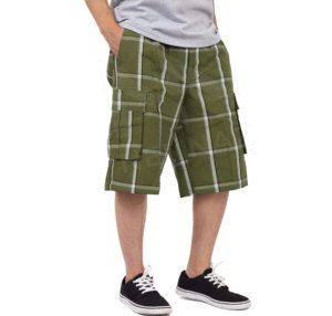 Pantalones cortos de carga para hombre, pantalones cortos de bolsillo lateral sólido, pantalones cortos de cintura elástica para hombre, Color personalizado - Product Image 1