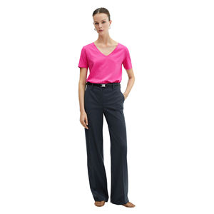 Vente chaude blanc col en v femmes T-shirts solide écologique été 100% coton coupe régulière chemise à manches courtes - Product Image 4