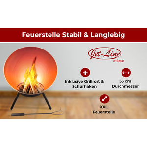 APACHO Outdoor Garden <b>Fire</b> Pit with Rust-Effect Steel Bowl Tiltable and Black Support Includes <b>Poker</b> Accessory - Product Image 5