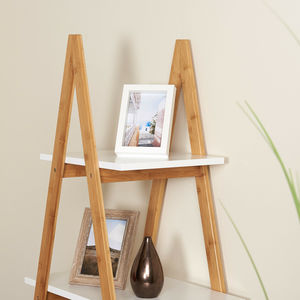 Bamboo Wood <b>Rustic</b> Trapezoid Wall <b>Shelf</b> 80x32.5x137cm Home/Office Decor - Product Image 4