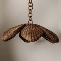 Lampe suspendue en rotin en forme de fleur, abat-jour en osier fait à la main, lampe de plafond tissée naturelle, décoration bohème, éclairage