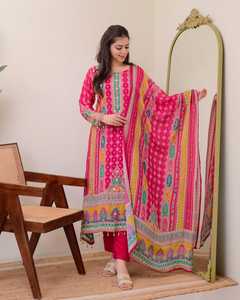 Diseñador Rosa Shanti Anarkali Kodi conjunto redondo para mujer traje étnico tradicional indio perfecto para festivales y bodas - Product Image 6