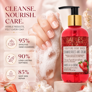 Savon Liquide Hydratant pour les Mains à l'Aloe Vera et à la Crème de Fraise, Nettoyant Quotidien Doux avec Extrait d'Aloe pour une Peau Douce et Saine - Product Image 1