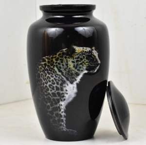 Urnas de recuerdo de pantera leopardo salvaje, caja de urna de cremación de aluminio de lujo hecha a mano, recuerdos para adultos, urnas funerarias, cenizas conmemorativas - Product Image 3