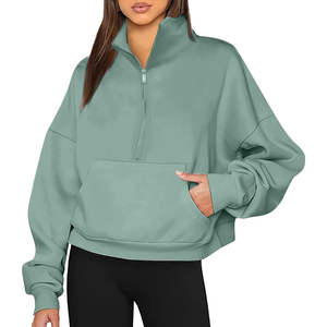 Sudadera de Algodón Personalizada al por Mayor, Sudaderas con Cierre de Cremallera de Cuarto para Mujer - Product Image 2