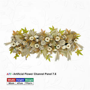 Panel Decorativo Golden Sahara Boho-Luxe Champagne y Sandy Gold Channel con Flores Artificiales, Palma Seca y Mezcla de Rosas, 90cm - Product Image 1