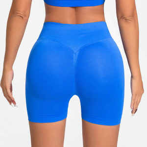 Pantalones cortos atléticos de poliéster de cintura alta para mujer, pantalones cortos de gimnasio personalizados para correr, Yoga, pantalones cortos de motorista transpirables - Product Image 1