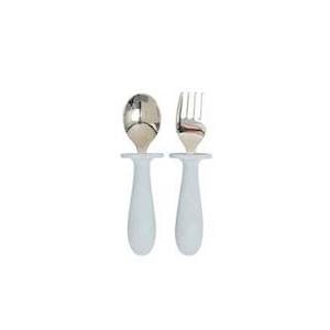 Thick Simplicity Handle cutlery reusable Silver <b>Mirror</b> Polished Stainless Steel With <b>Grey</b> Resin Handle Cutlery Set For Kids - Product Image 1