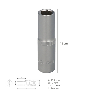 Chiave a Bussola Esagonale Lunga 1/2" 13 mm - Product Image 2