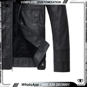 Veste en cuir noir de haute qualité pour hommes/veste en cuir pour hommes 2024 vestes en cuir véritable pour l'hiver - Product Image 4