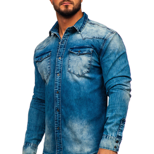 Camisas de hombre, camisas vaqueras, camisas de manga larga lavadas informales, retro de talla grande, venta al por mayor, camisas de hombre vintage a cuadros - Product Image 1