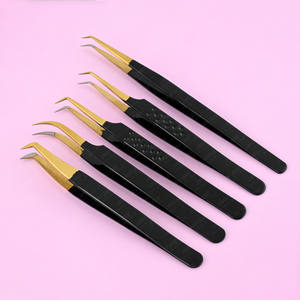 Pince à cils individuels noire best-seller, pointe en fibre à 45 degrés, outil de précision incurvé pour isolation des extensions de cils - Product Image 1