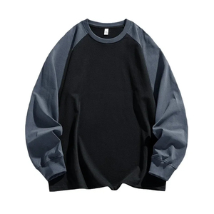 Camiseta de Manga Larga Estilo Raglán para Hombre, Color Sólido, Corte Holgado, Capa Base para Primavera y Otoño, Tejido de 220 Gramos - Product Image 5