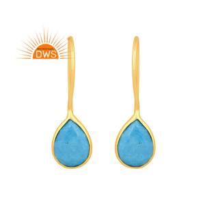 Pendiente colgante de piedras preciosas turquesa chapado en oro de 18 quilates de Plata de Ley 925 de la mejor calidad, fabricante de joyería fina Demi - Product Image 1