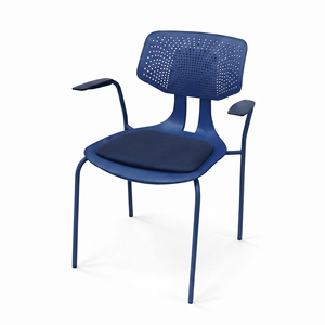 Chaise de bureau moderne en plastique avec accoudoirs fixes, dossier ouvert, design ergonomique, pieds en métal pour usage commercial - Product Image 3