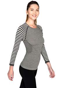 Thermoform Stylish High Quality Merino Wool Seamless Soft Thermal Streetwear Striped Long Sleeve Sweatshirt for <b>Women</b> - Product Image 2