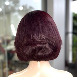 Pelucas rubias onduladas estilo bob de cabello humano vietnamita 100% con cabello fino de bebé - Product Image 4