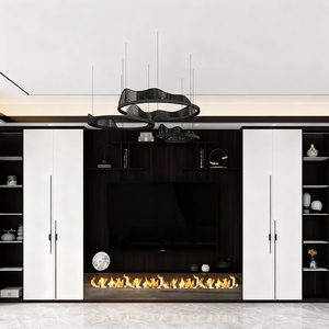 BOSNiE Mueble de <span class=keywords><strong>TV</strong></span> Nórdico de Nuevo Diseño con Puertas de Ratán, Consola Multimedia de Madera Maciza, Mueble de Almacenamiento Moderno y Ecológico para Sala de Estar - Product Image 1
