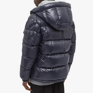 Veste matelassée à capuche en toile imperméable pour homme, taille plus, logo personnalisé OEM, avec motif, manteau d'hiver - Product Image 5