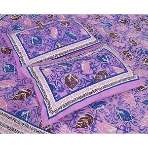 3pc Purple Cotton 240TC Jaipuri Print Double Bedsheet Set with 2 <b>Pillow</b> Covers (ADB1379) - Product Image 3