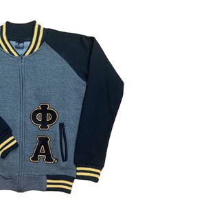 Veste en molleton Alpha Phi Alpha gris foncé, broderie en chenille des lettres grecques, bordure noire et dorée - Product Image 3