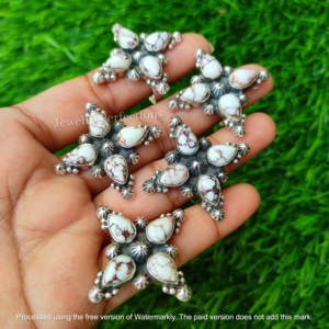 Anillos de Plata con Baño de Plata y Piedras Preciosas Naturales, Estilo Bohemio, Diseño de Caballo Salvaje, Hechos a Mano, de Moda, ODM - Product Image 4