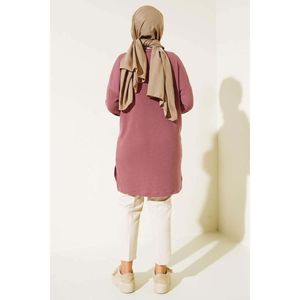 Tunique oversize Rose poussiéreuse manches longues pierres brillantes grande taille femmes Style Boho col carré Design translucide occasions de jour - Product Image 1