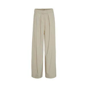 กระโปรงกางเกงขายาวผ้าร่มเอวยางยืดสีเบจ - Product Image 1