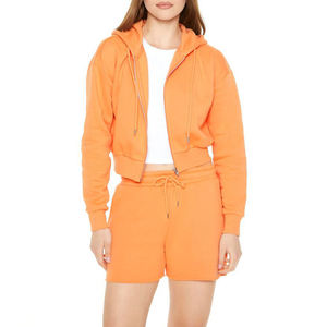 Sudaderas con capucha de punto extragrandes y cortas para mujer, personalizadas al por mayor, 100% algodón, informales, con diseño estampado, temporada de otoño - Product Image 1