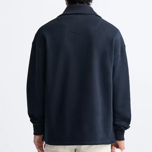 High Quality Men's 100% Cotton Pullover Hoodie Embroidered Pattern Breathable Quick Dry Long Sleeve <b>Mock</b> <b>Neck</b> Winter Sweatshirt - Product Image 6