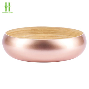 Cuenco para servir ensalada de bambú biodegradable ecológico, juegos de regalo de cocina de fibra hechos a mano para frutas o ensaladas de Vietnam - Product Image 4