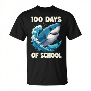 T-shirt promotionnel « 100 jours d'école » pour garçon, motif requin - Product Image 2