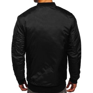 Blouson d'aviateur en satin avec logo personnalisé de haute qualité pour hommes Veste en toile surdimensionnée avec col montant et impression de marque Vente en gros - Product Image 3