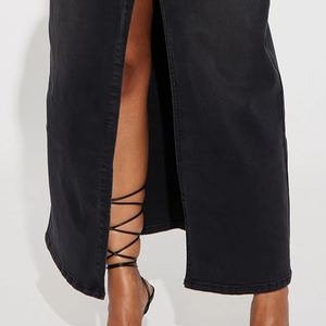 Jupes en jean personnalisées grande taille pour femmes jupes longues en jean décontractées en coton pour femmes mode en soie avec le toucher du fournisseur OEM ODM jupe en jean pour femmes - Product Image 6