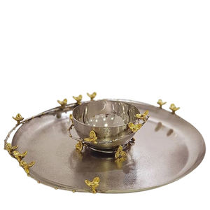 ชามอลูมิเนียมทำจากเรซินดีไซน์รูปใบไม้ชุบเงินใช้ตกแต่งโรงแรมพร้อมชามช้อนส้อม - Product Image 4