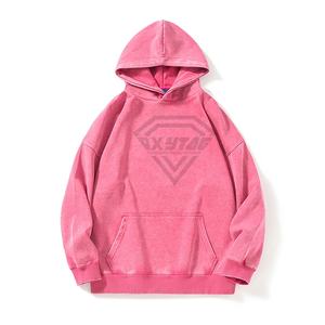 เสื้อฮู้ดดี้วินเทจ OEM สำหรับผู้ชาย ผ้าฝ้าย 100% เนื้อหนา สไตล์สตรีทแวร์ ทรงโอเวอร์ไซส์ ล้างสีแบบแอซิด ทรงหลวม ไหล่ตก สำหรับผู้ชาย - Product Image 3