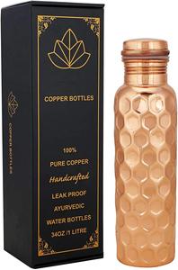 Nouvel arrivage de bouteille d'eau en cuivre imprimé anti-fuite article copperware antibactérien disponible à la vente pour la santé consciente - Product Image 3