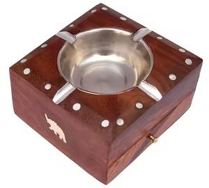 Cenicero de Madera para Cigarrillos con Cajón, Porta Cenizas de Mesa con 4 Ranuras para Cigarrillos - Product Image 5