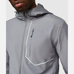 OEM Winter Printed Men's <b>Wind</b> <b>Breaker</b> Sets Custom Polyester Fleece Tracksuit with Zipper Jacket and Pants Elastic Waist - Product Image 4