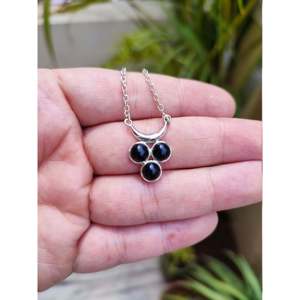 Handmade 925 <b>Solid</b> Sterling <b>Silver</b> Pendant Locket Chain <b>Necklace</b> Black Onyx Boho Style for Women Gift for Her - Product Image 6
