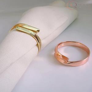 Anneau de serviette en métal aluminium de qualité supérieure, plaqué or, qualité supérieure, luxueux, pour mariage, en stock, écologique - Product Image 2