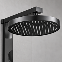 Douche LED à jet de pluie et massage, avec barre coulissante, affichage numérique intelligent, en laiton noir, fixation murale, pour hôtels, nouveau design WYRAX, modèle Tiktok