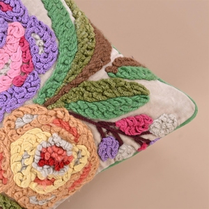 High Quality Velvet Cotton Embroidered Decorative <b>Cushion</b> <b>Cover</b> Floral Themed Beautiful <b>Cushion</b> <b>Covers</b> For Living - Product Image 2